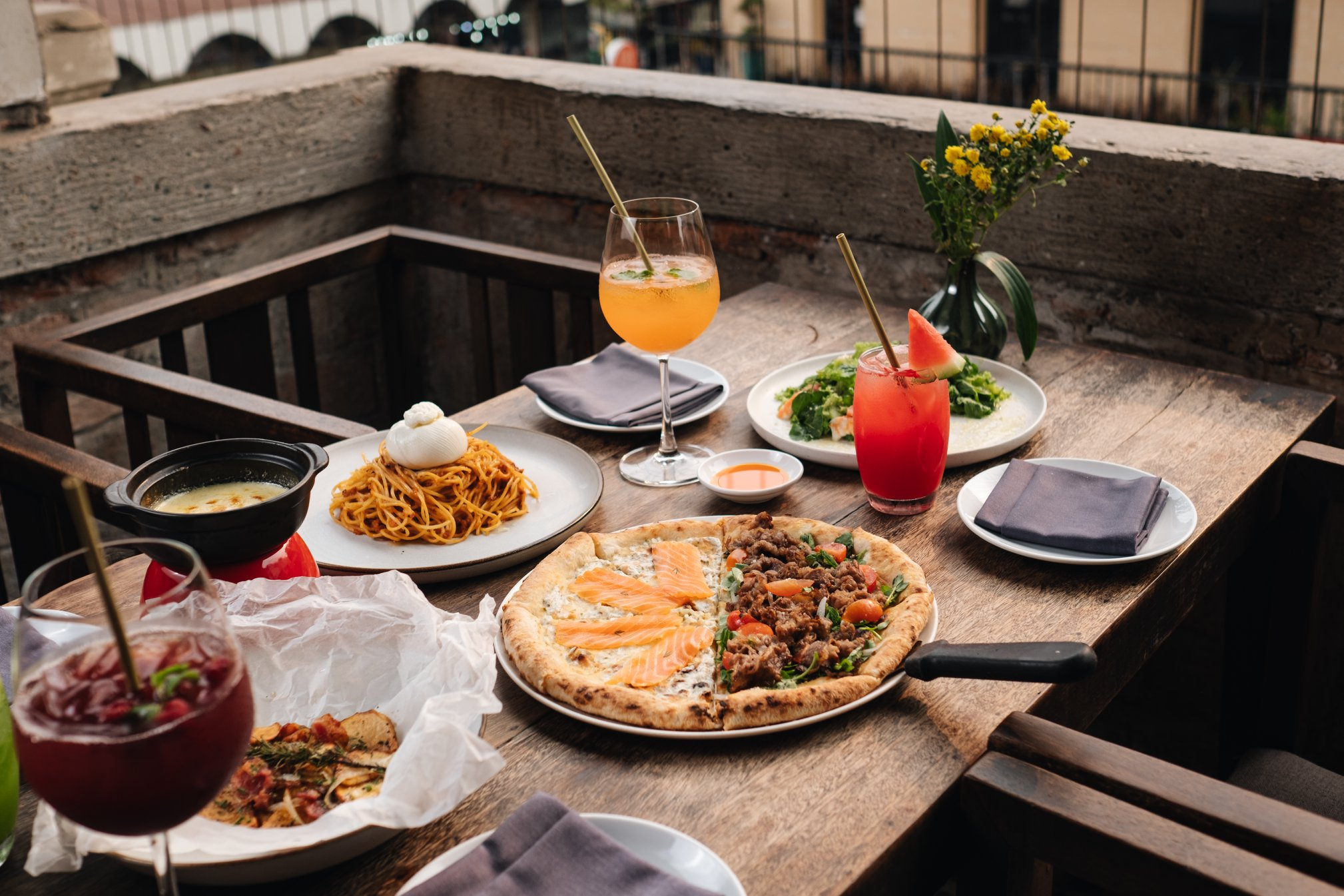 Wood-fired pizza oven at Pizza 4P's